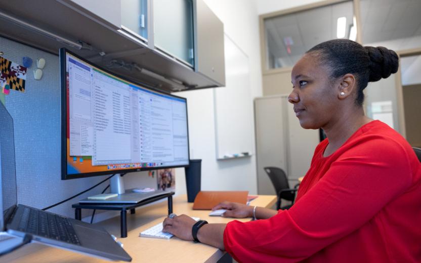 staff working at a computer