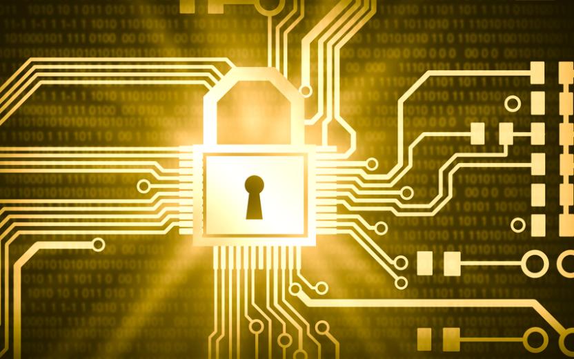 Stylized display of lock and circuits